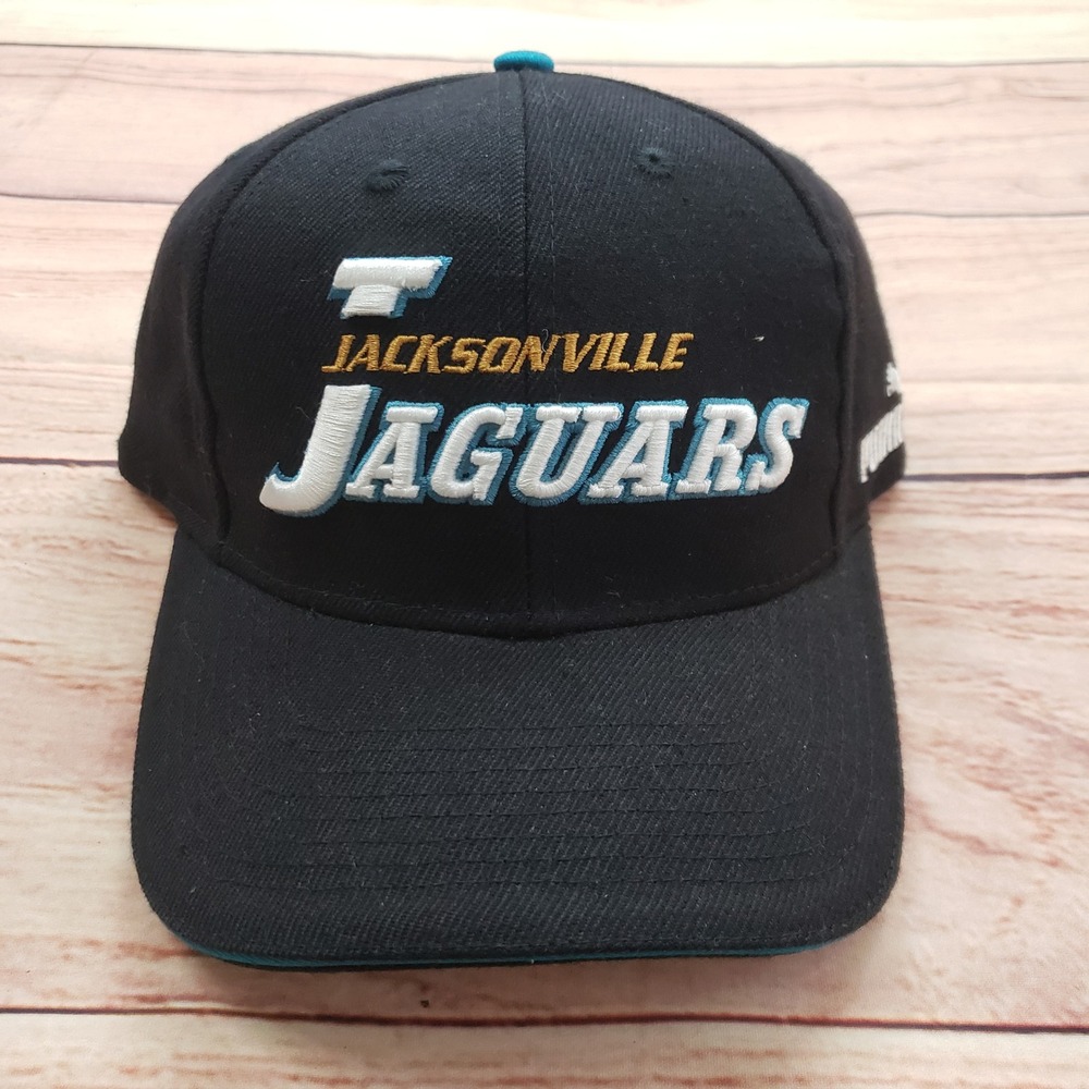 VINTAGE Jacksonville Jaguars Hat Cap Men Strap Back Black Football Puma Pro Line